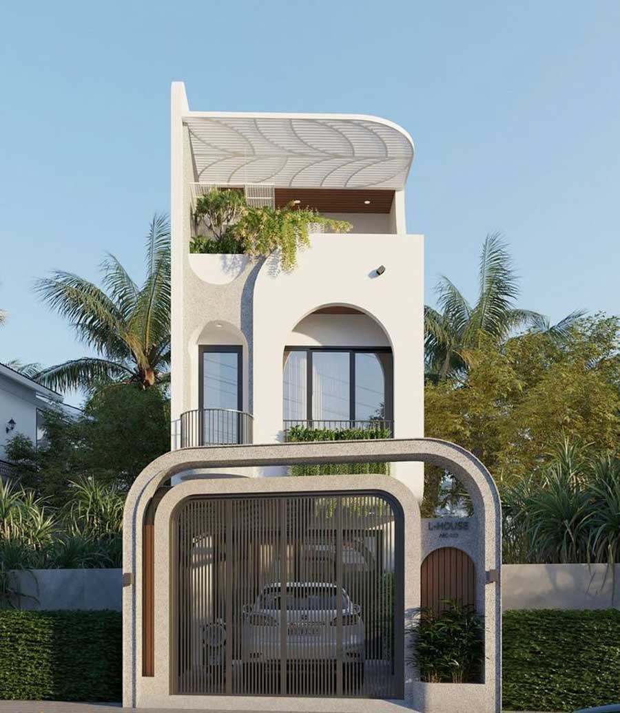 Mẫu thiết kế nhà 5x10m 2 tầng 3 phòng ngủ có gara ô tô