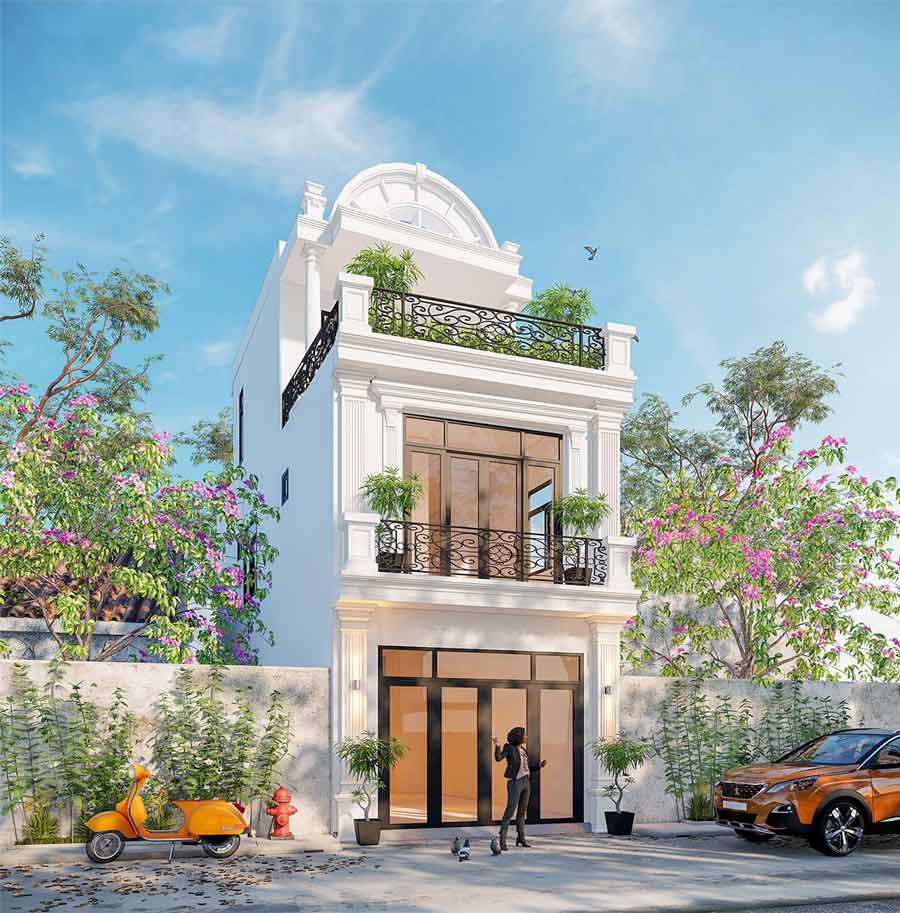 Mẫu thiết kế nhà 5x10m 2 tầng 3 phòng ngủ hiện đại