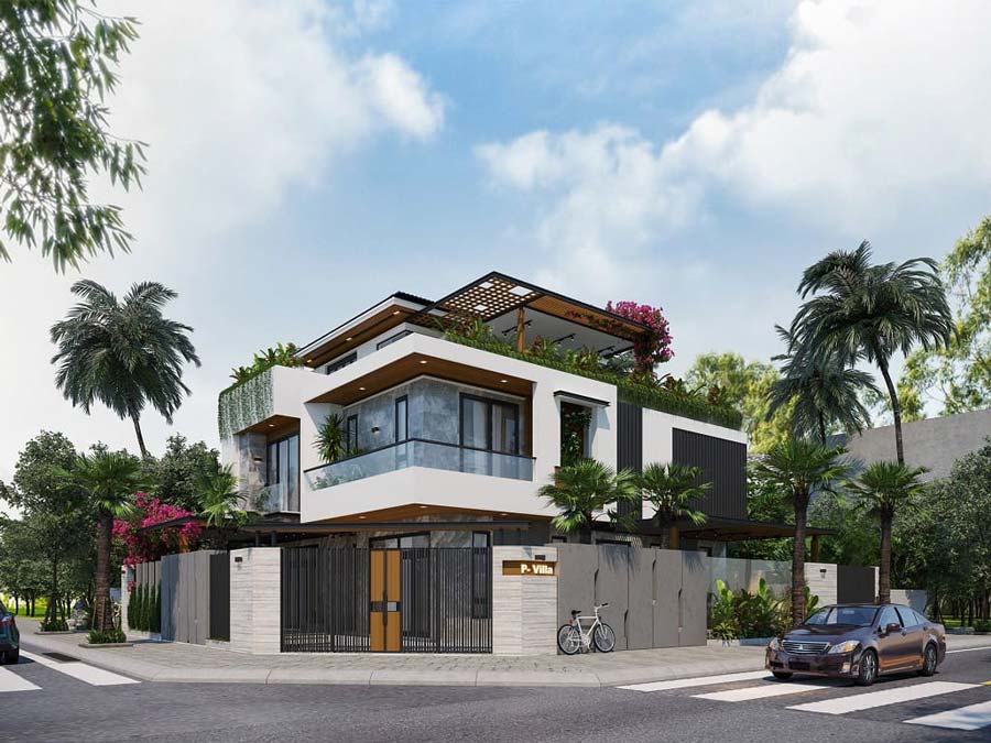 Mẫu thiết kế nhà ngang 12m sâu 10m 2 mặt tiền