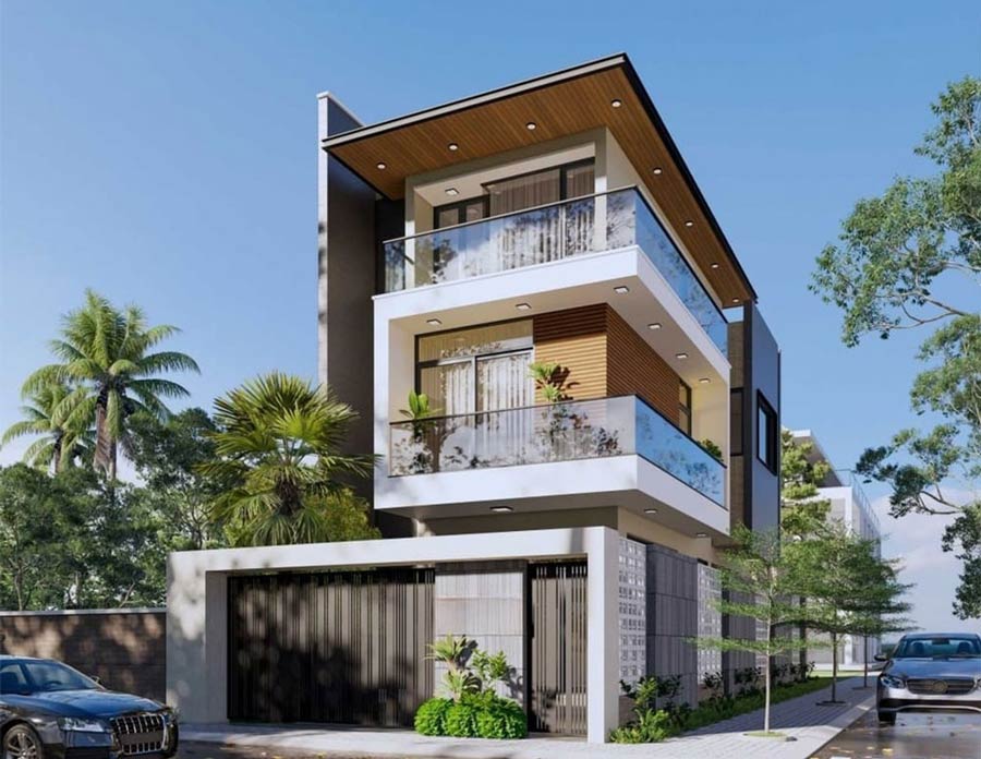 Mẫu thiết kế nhà ngang 12m sâu 10m 2 mặt tiền