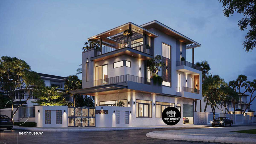 Mẫu thiết kế nhà ngang 12m sâu 10m 2 mặt tiền