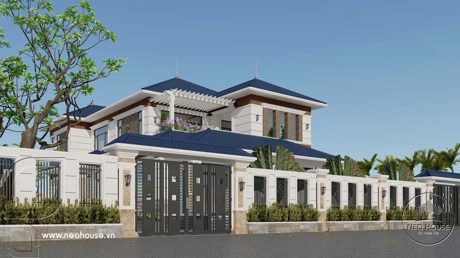 Thiết kế nhà mặt tiền 12m sâu 10m có 4 phòng ngủ