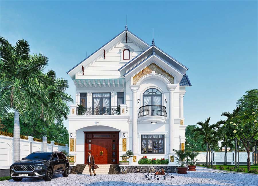 Thiết kế nhà mặt tiền 12m sâu 10m có 4 phòng ngủ