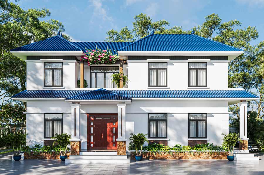 Mẫu thiết kế nhà mặt tiền 12m sâu 10m mái nhật
