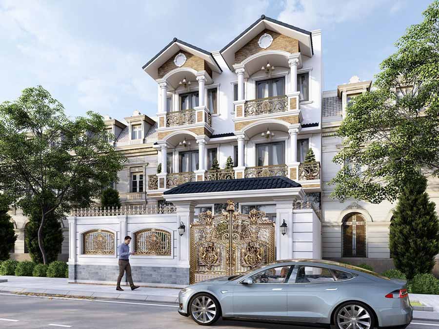 Mẫu thiết kế nhà mặt tiền 12m sâu 10m mái thái 