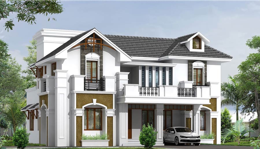Mẫu thiết kế nhà mặt tiền 12m sâu 10m mái thái 