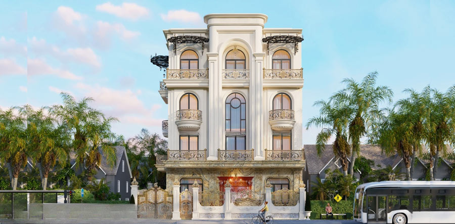 Mẫu thiết kế nhà ngang 12m sâu 10m tân cổ điển