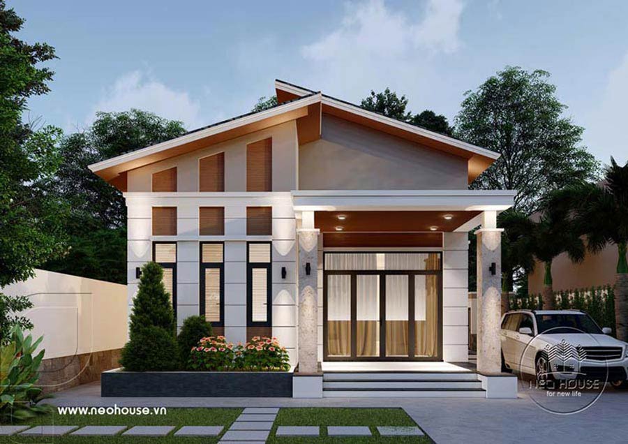 Thiết kế nhà mặt tiền 12m sâu 6m mái 1 tầng