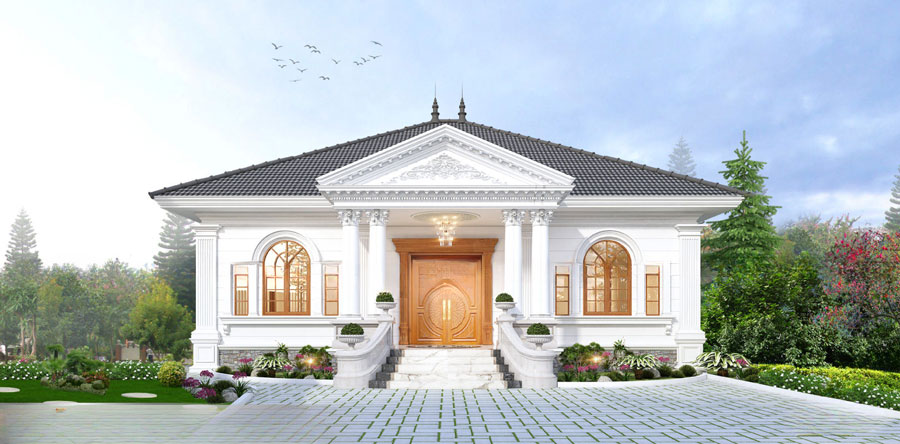 Thiết kế nhà mặt tiền 12m sâu 6m mái 1 tầng