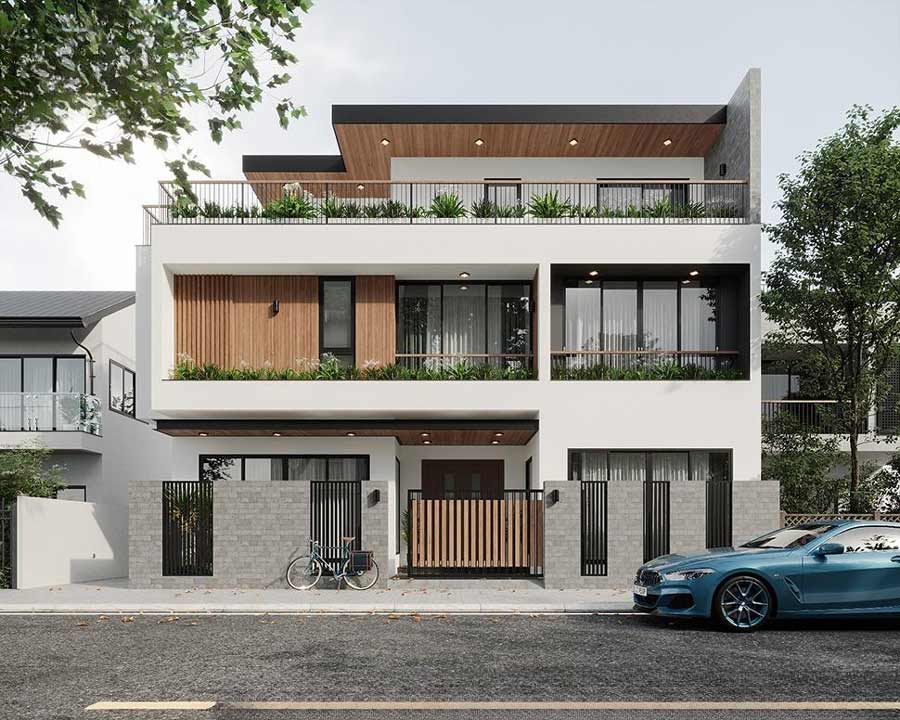Thiết kế nhà mặt tiền 12m sâu 6m hiện đại