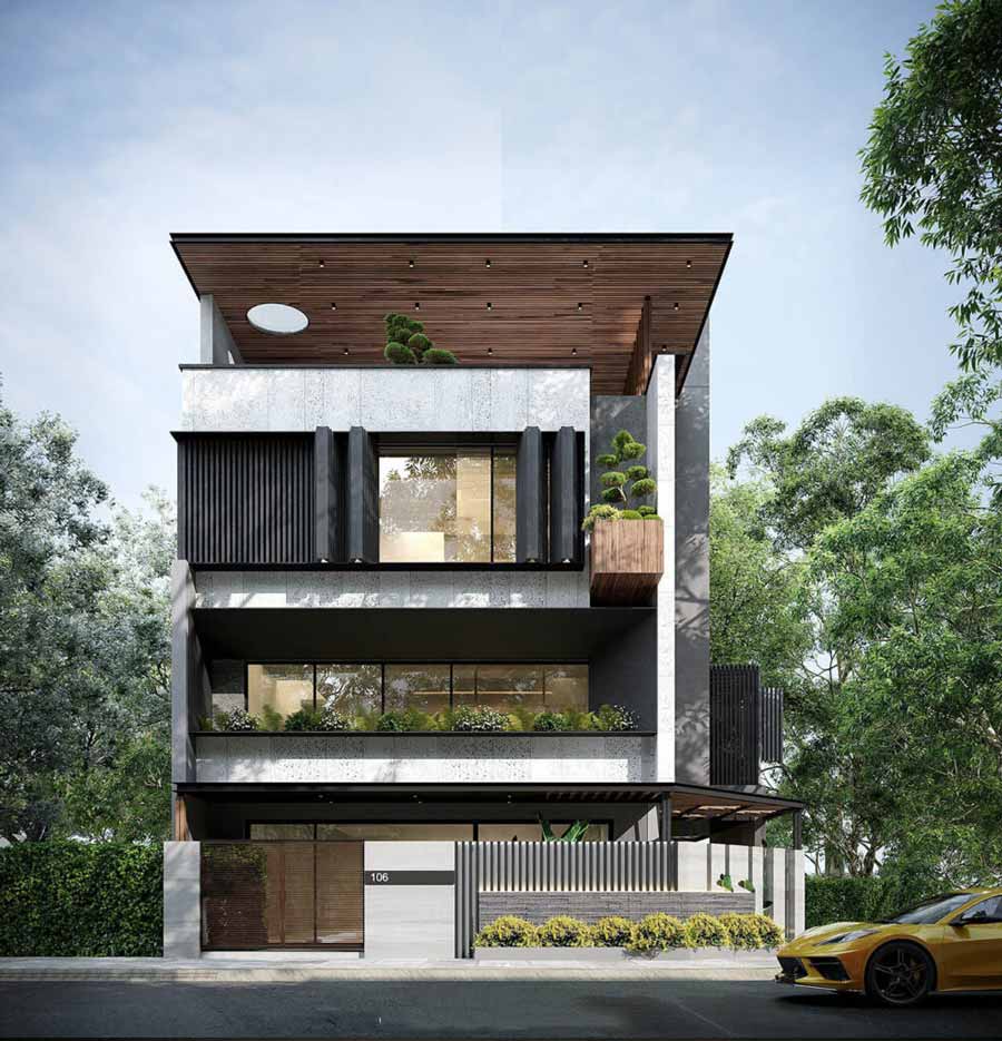 Thiết kế nhà mặt tiền 12m sâu 6m hiện đại
