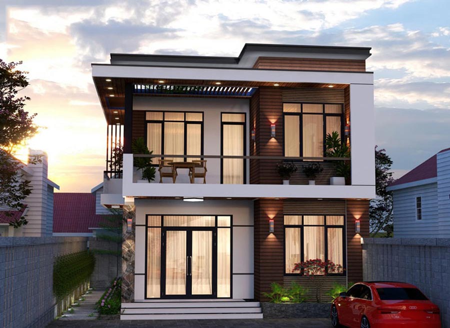 Mẫu thiết kế nhà mặt tiền 12m sâu 6m mái bằng
