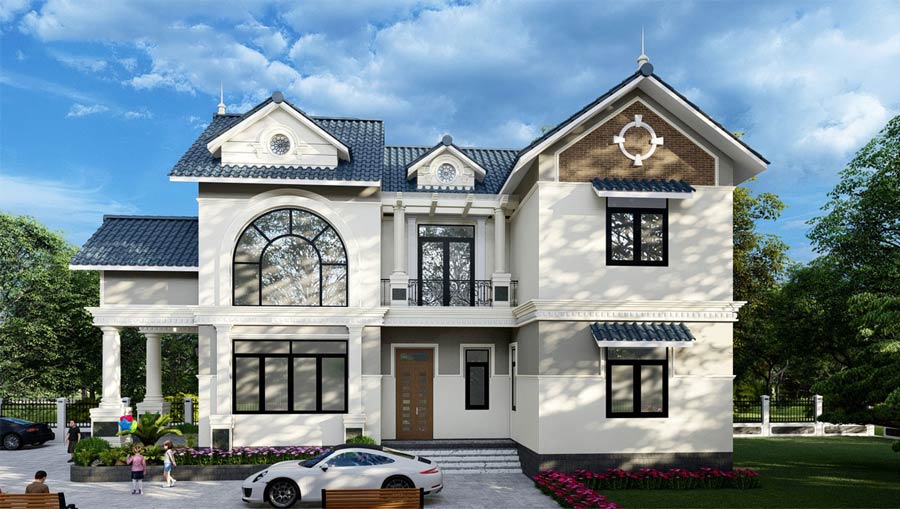 Mẫu thiết kế nhà mặt tiền 12m sâu 6m mái Thái