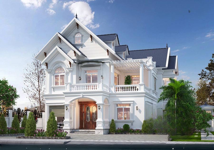 Mẫu thiết kế nhà mặt tiền 12m sâu 6m mái Thái