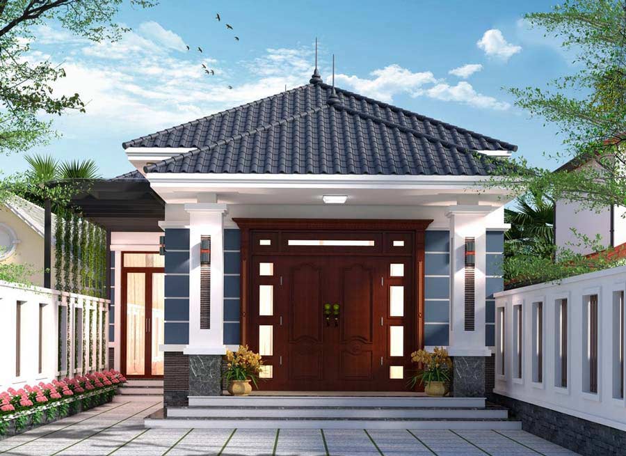 Mẫu thiết kế nhà mặt tiền 8m sâu 12m 1 tầng đẹp