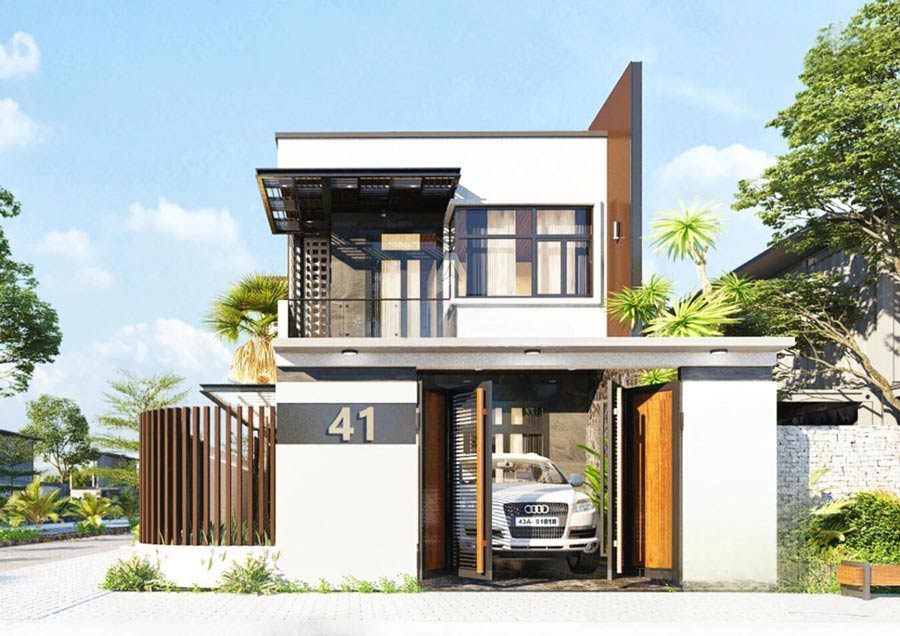 Mẫu thiết kế nhà mặt tiền 8m sâu 12m 2 mặt tiền