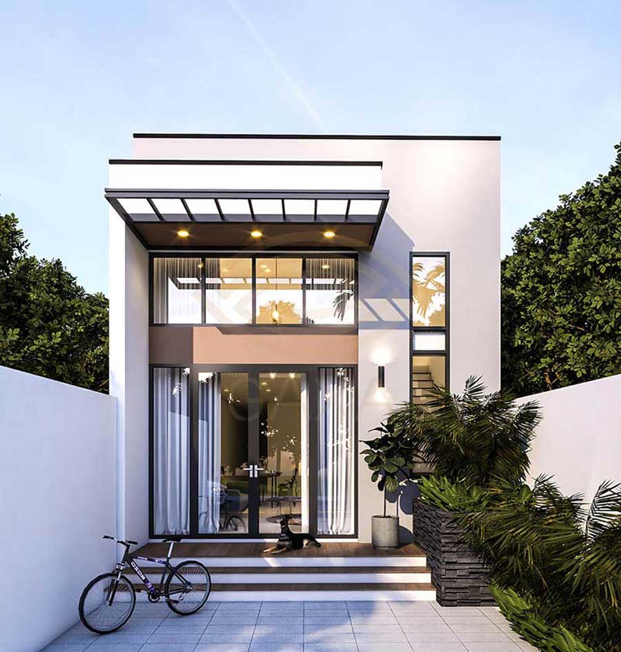 Mẫu thiết kế nhà mặt tiền 8m sâu 12m có gác lửng