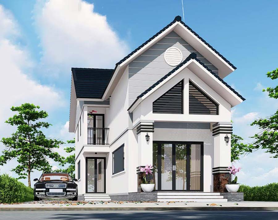 Mẫu thiết kế nhà mặt tiền 8m sâu 12m có gác lửng