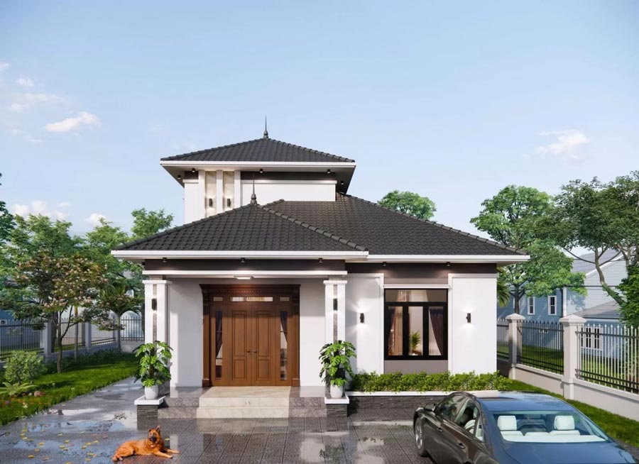 Mẫu thiết kế nhà mặt tiền 8m sâu 12m có gác lửng