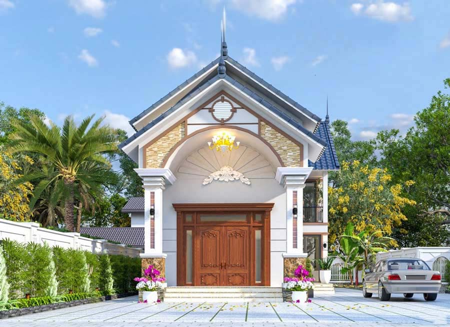 Mẫu thiết kế nhà mặt tiền 8m sâu 12m có gác lửng