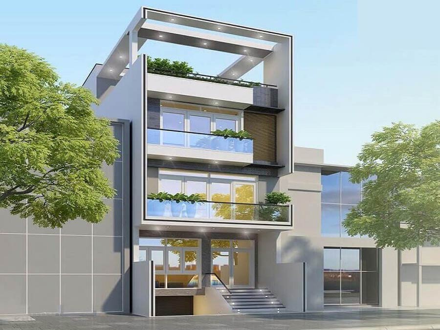 Mẫu thiết kế nhà mặt tiền 8m sâu 12m có gác lửng