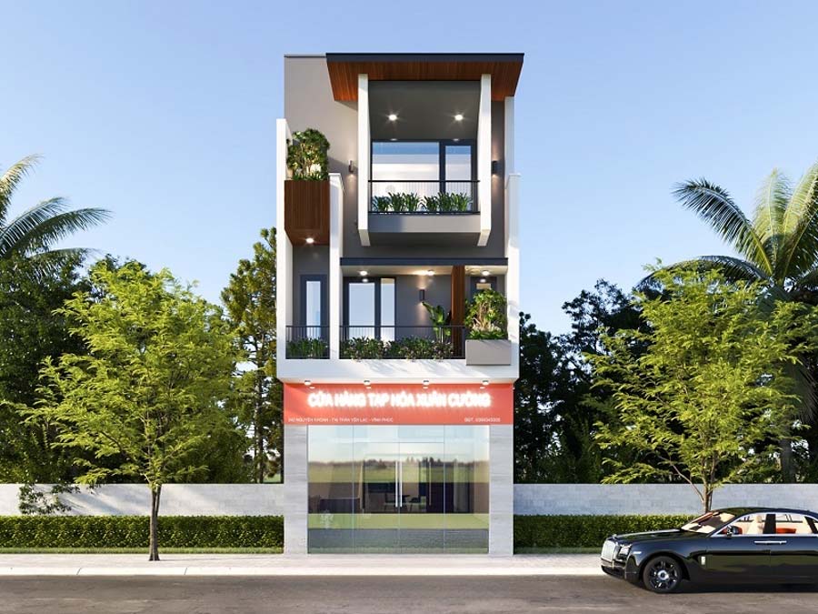 Mẫu thiết kế nhà mặt tiền 8m sâu 12m có gác lửng