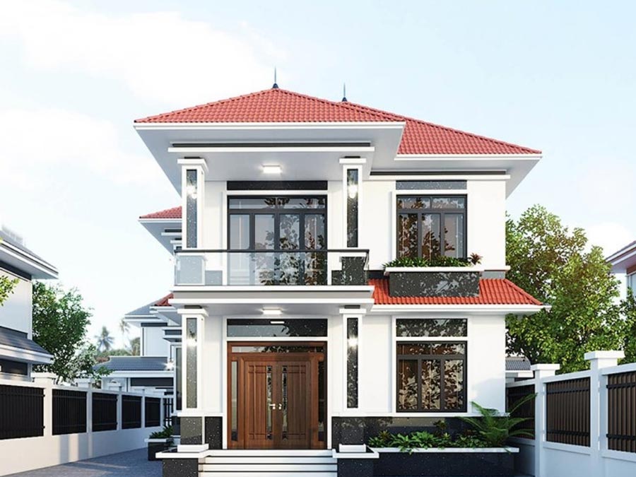 Mẫu thiết kế nhà mặt tiền 8m sâu 12m kiểu mái nhật