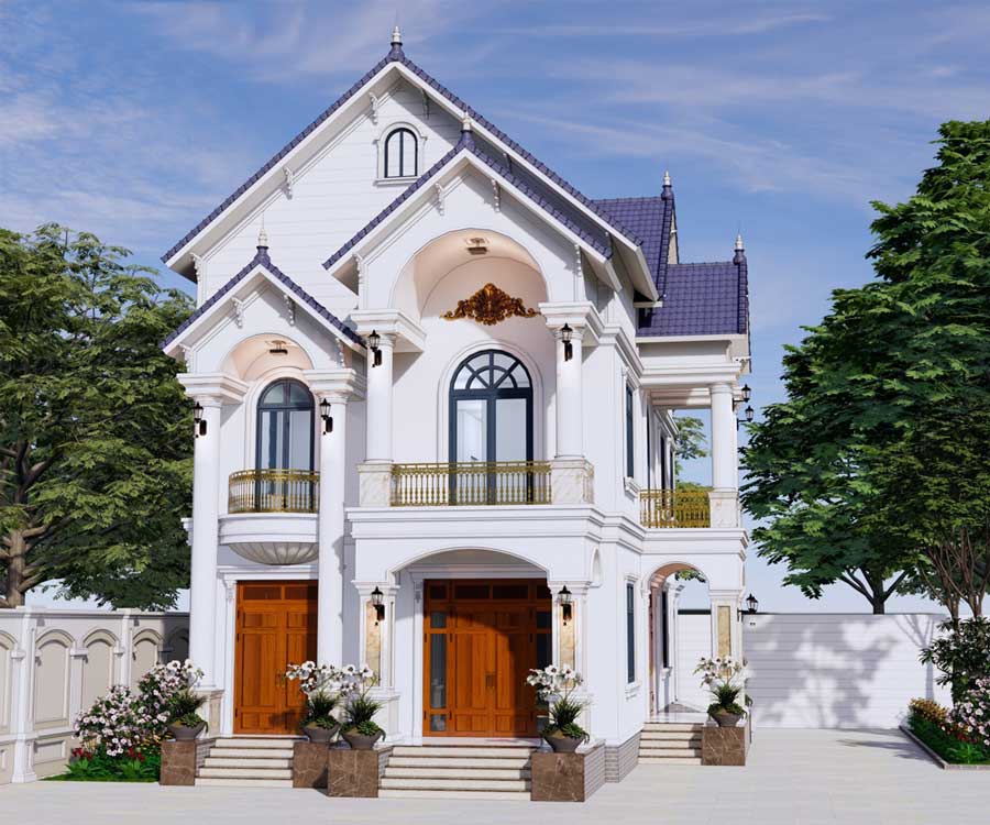 Mẫu thiết kế nhà mặt tiền 8m sâu 12m kết hợp với mái bằng