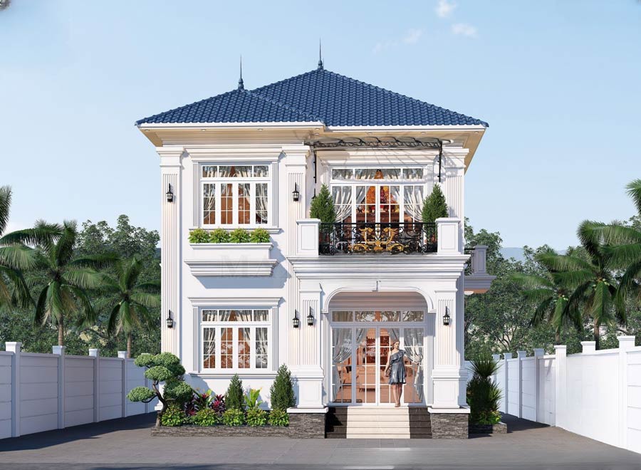 Mẫu thiết kế nhà mặt tiền 8m sâu 12m phong cách tân cổ điển