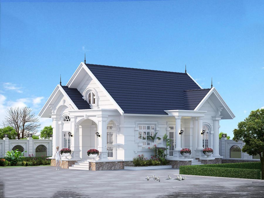 Thiết kế biệt thự mái thái 1 tầng 150m2