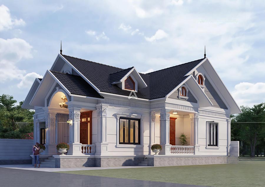 Thiết kế biệt thự mái thái 1 tầng 150m2