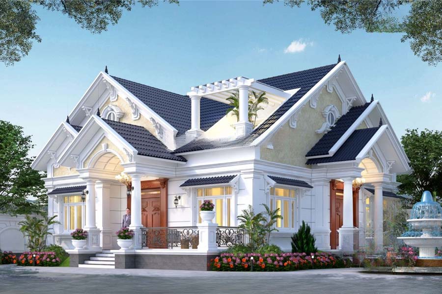 Thiết kế biệt thự mái thái 1 tầng 150m2