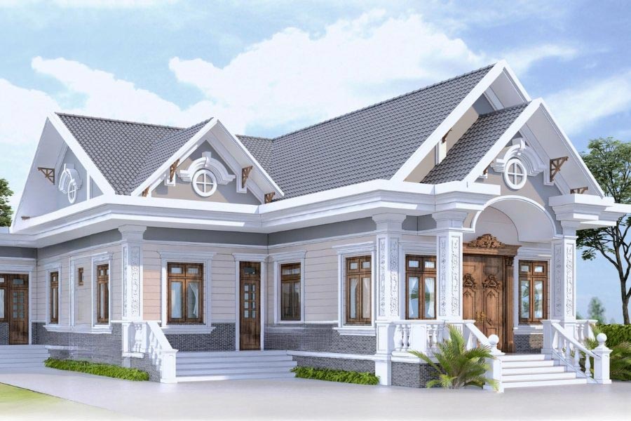 Thiết kế biệt thự mái thái 1 tầng 300m2