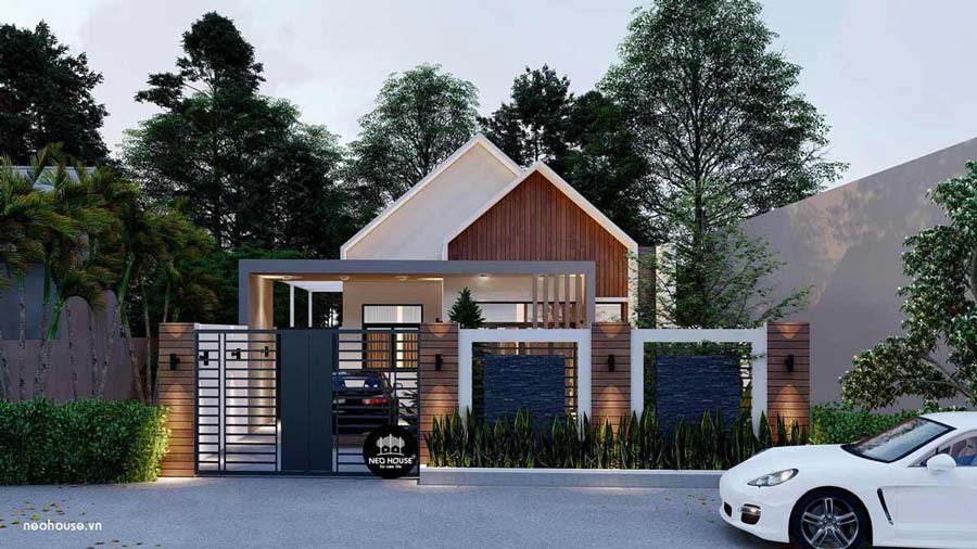 Thiết kế biệt thự mái thái 1 tầng 300m2