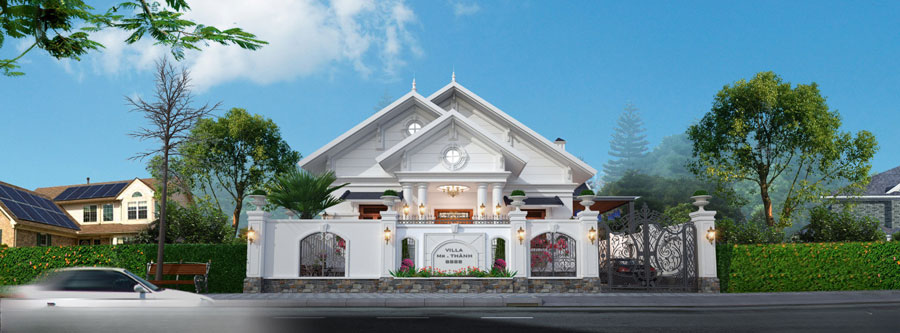 Thiết kế biệt thự mái thái 1 tầng 300m2