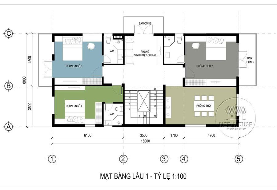 Thiết kế bản vẽ biệt thự 2 tầng mái Nhật full