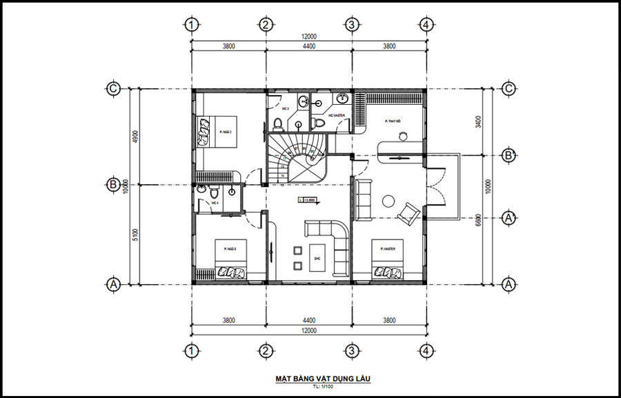 Bản vẽ biệt thự 2 tầng tân cổ điển full