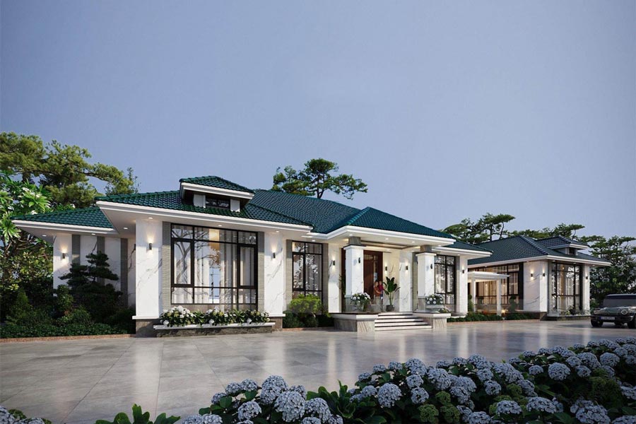 Mẫu biệt thự 1 tầng 200m2 phong cách hiện đại