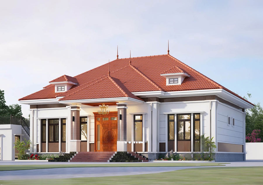 Mẫu biệt thự 1 tầng 200m2 phong cách hiện đại