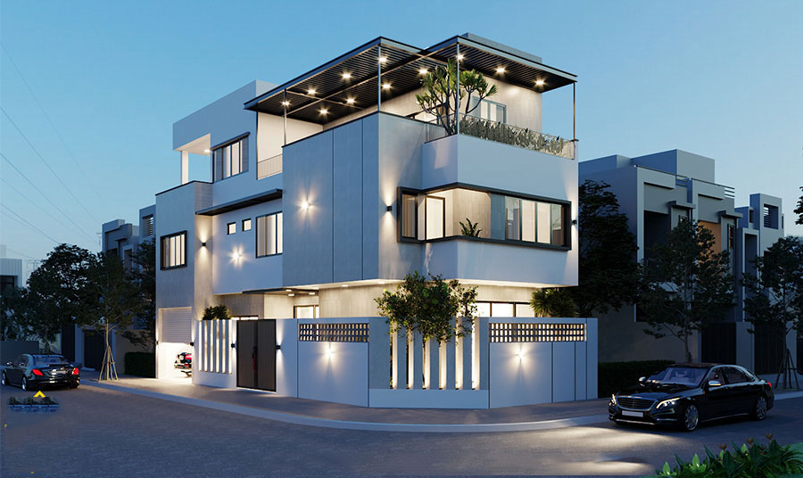 Mẫu biệt thự 2,5 tầng 2 mặt tiền