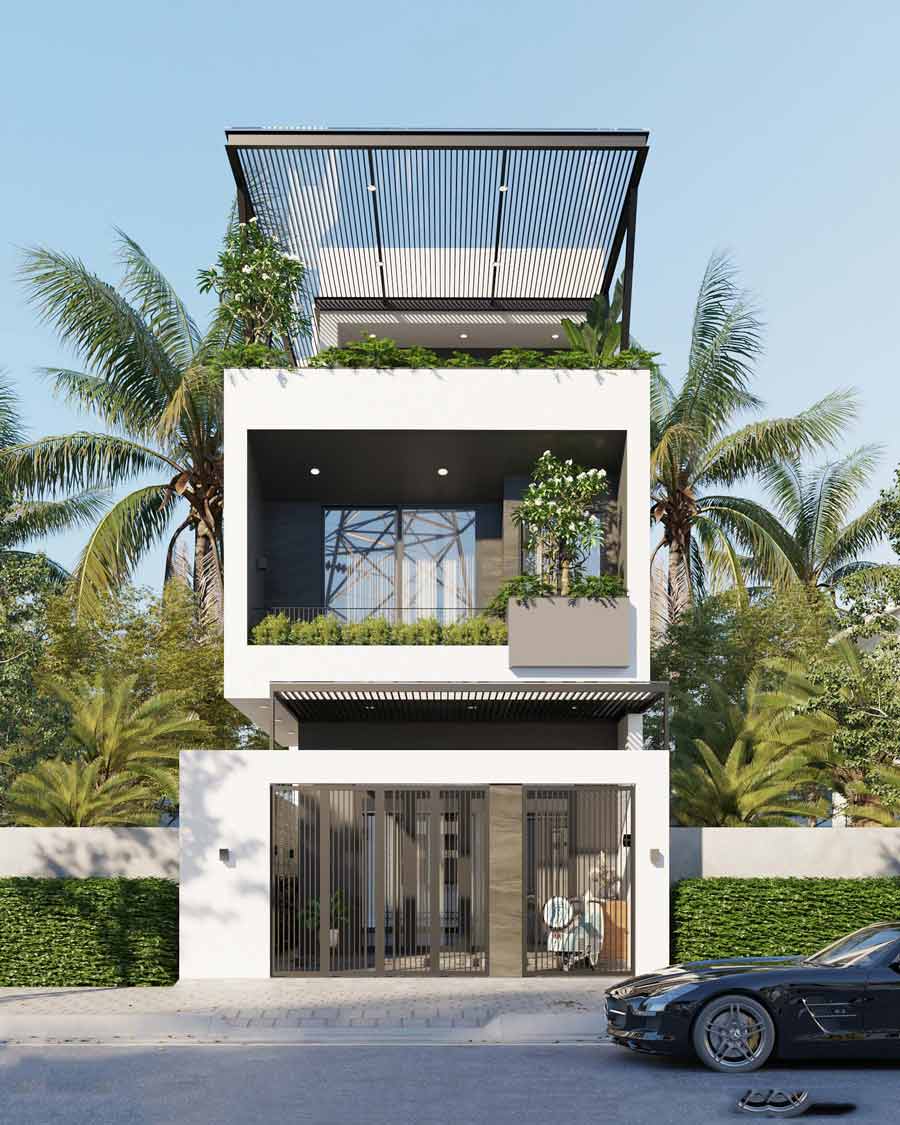 Mẫu nhà biệt thự 2,5 tầng 4 phòng ngủ