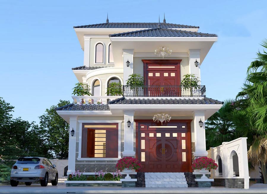 Thiết kế biệt thự 2,5 tầng 5 phòng ngủ