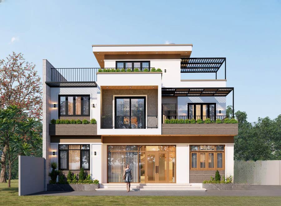 Mẫu biệt thự 2,5 tầng phong cách hiện đại
