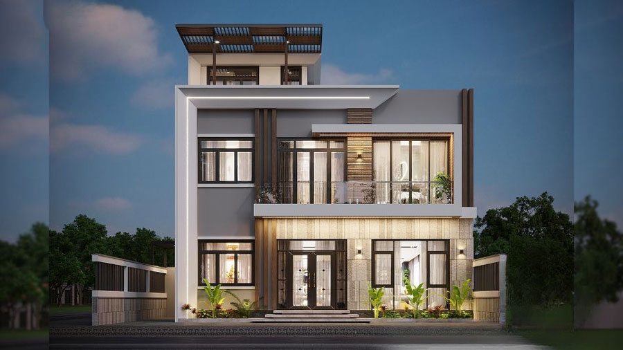 Mẫu biệt thự 2,5 tầng phong cách hiện đại