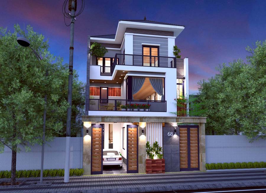 Mẫu biệt thự 2,5 tầng phong cách hiện đại