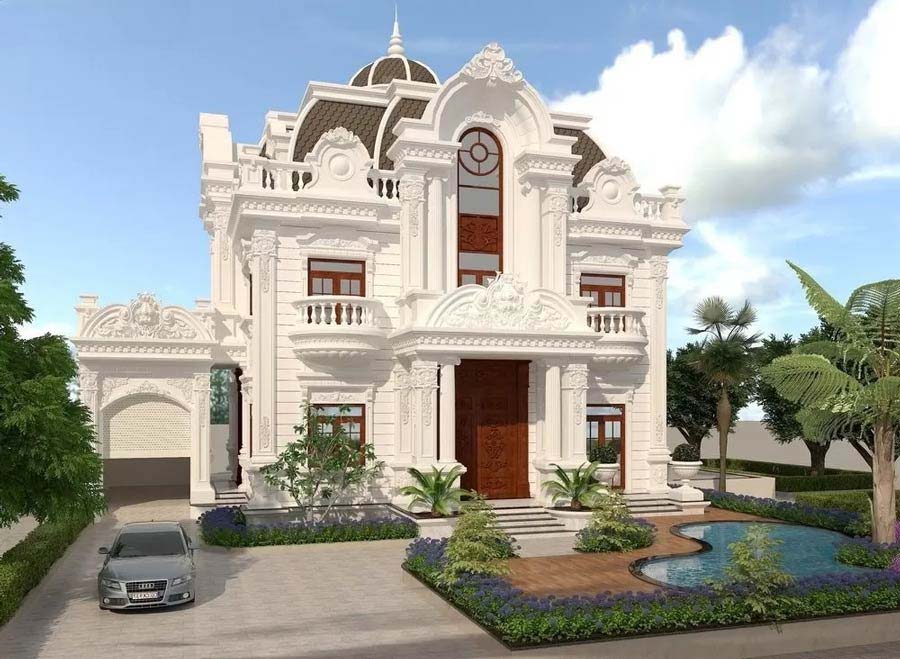 Mẫu nhà biệt thự 2,5 tầng kiểu Pháp