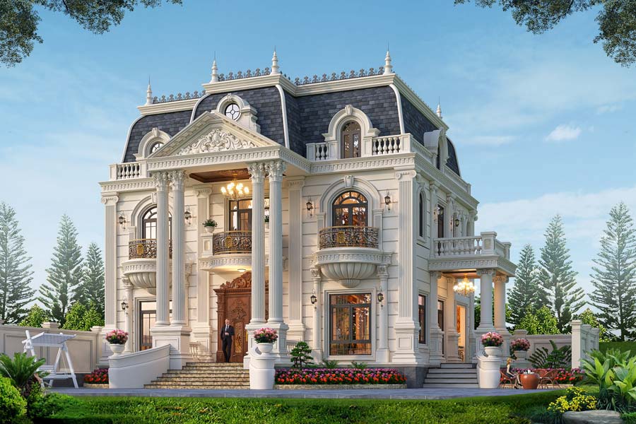 Mẫu nhà biệt thự 2,5 tầng kiểu Pháp