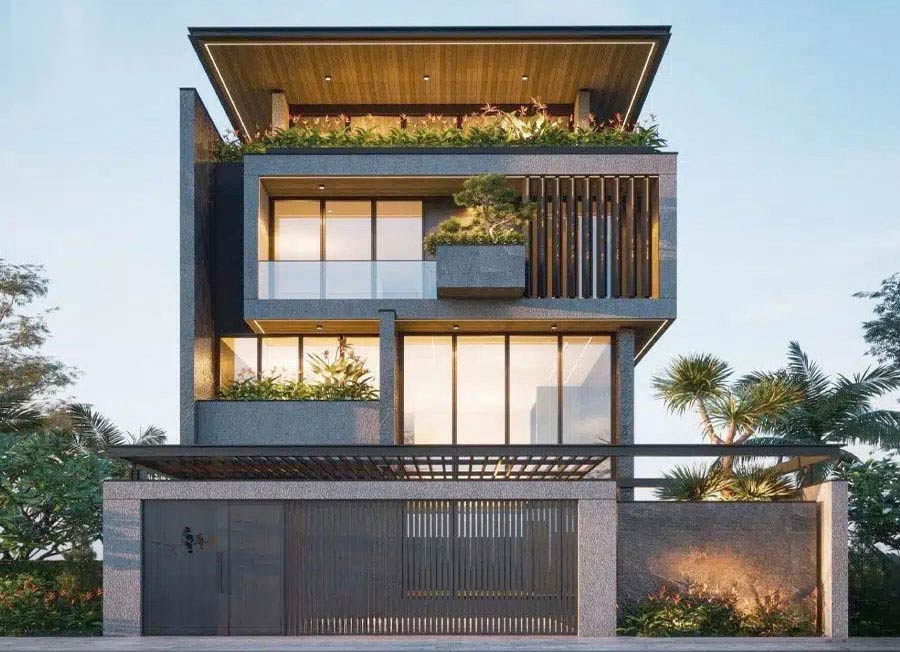 Mẫu nhà biệt thự 2 tầng 1 tum 150m2