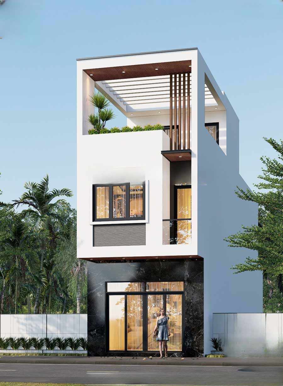 Mẫu nhà 2 tầng 1 tum 3 phòng ngủ