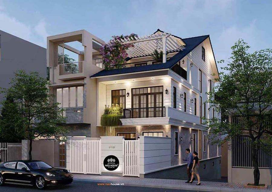 Mẫu biệt thự 2 tầng 1 tum 4 phòng ngủ